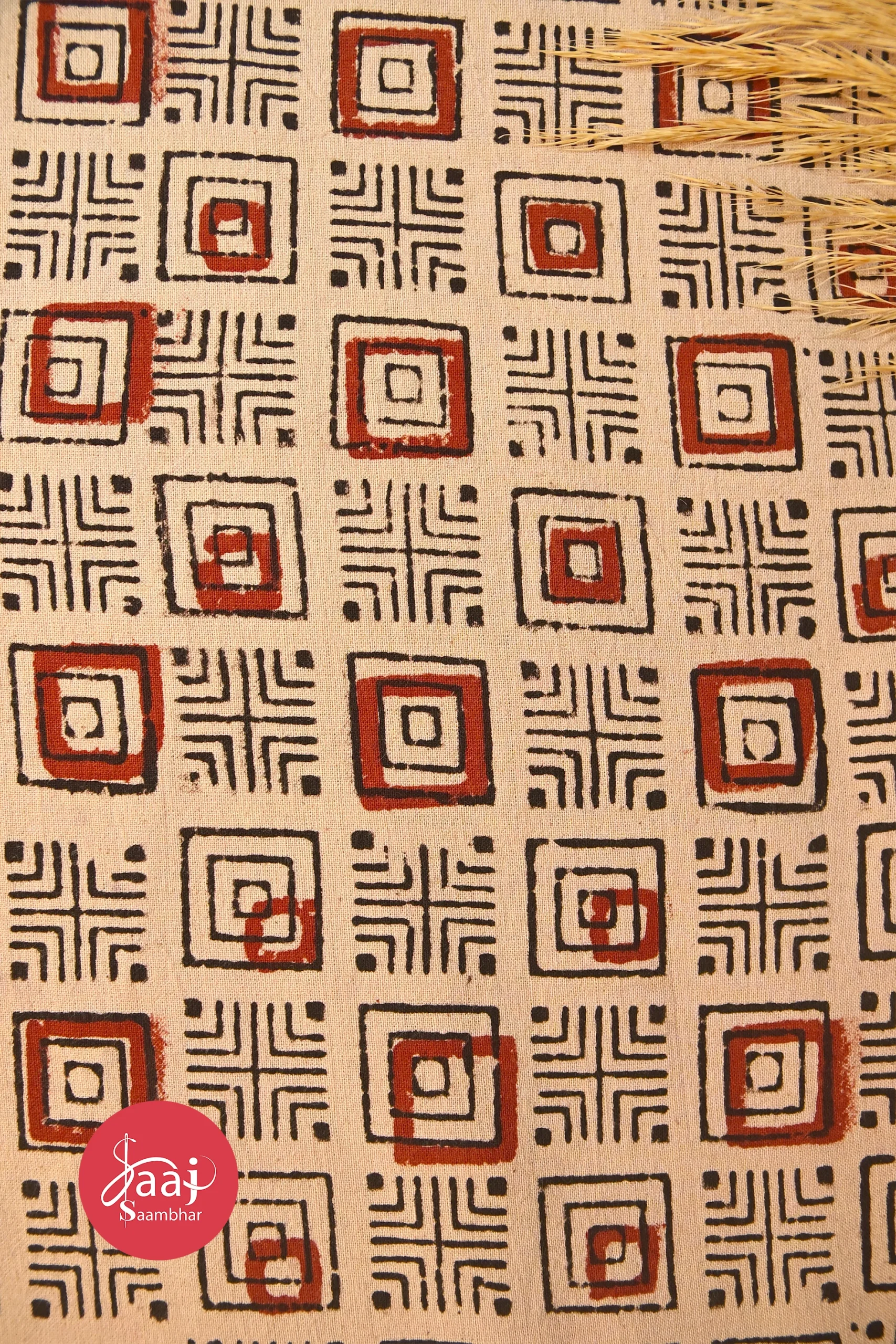 Ajrakh Red & Black Fabrics 07