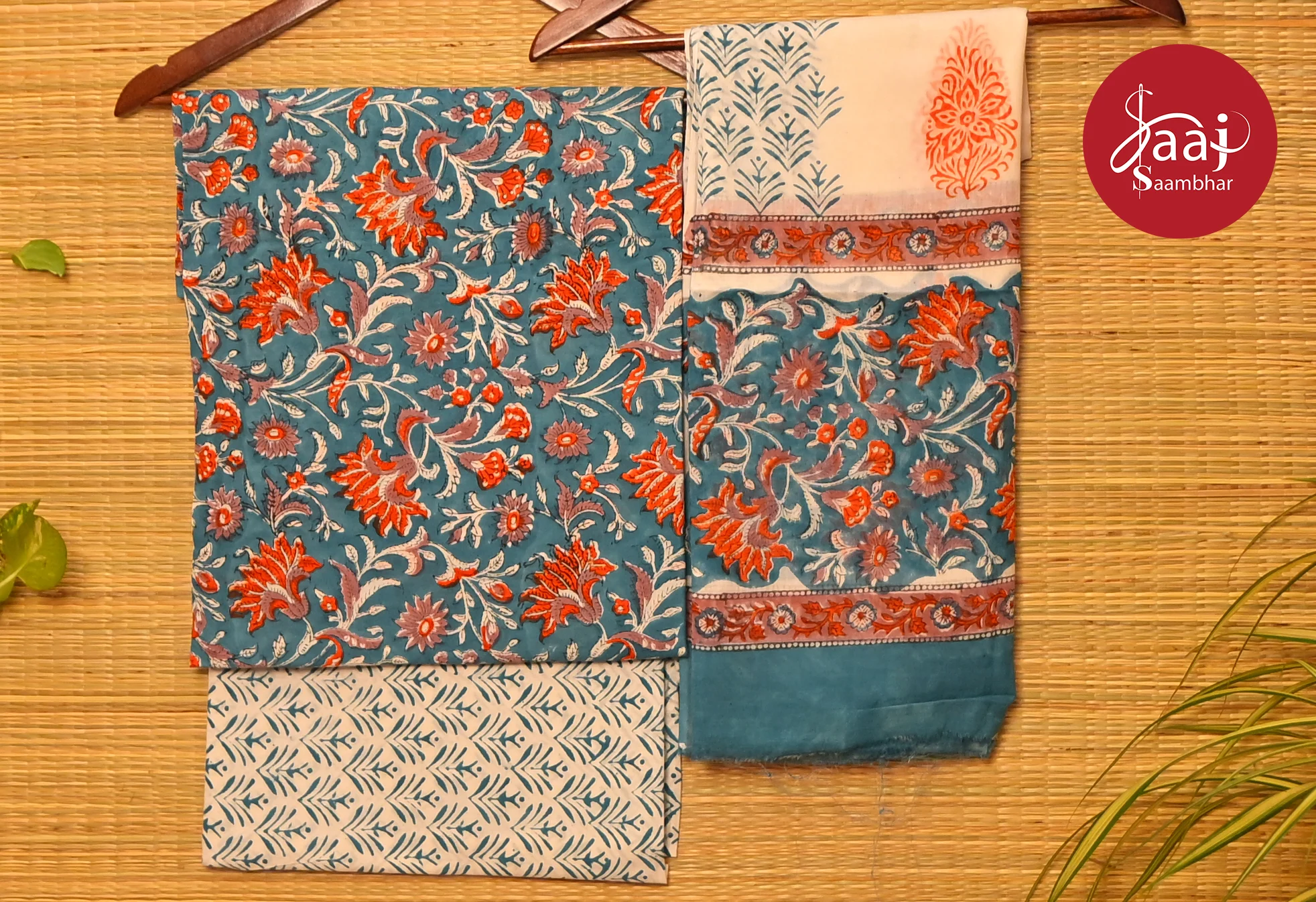 Hand block printed cotton Unstitched dress materials 02