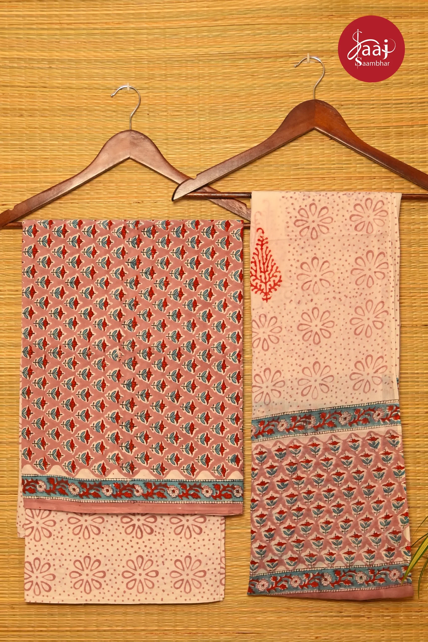 Hand block printed cotton Unstitched dress materials 03
