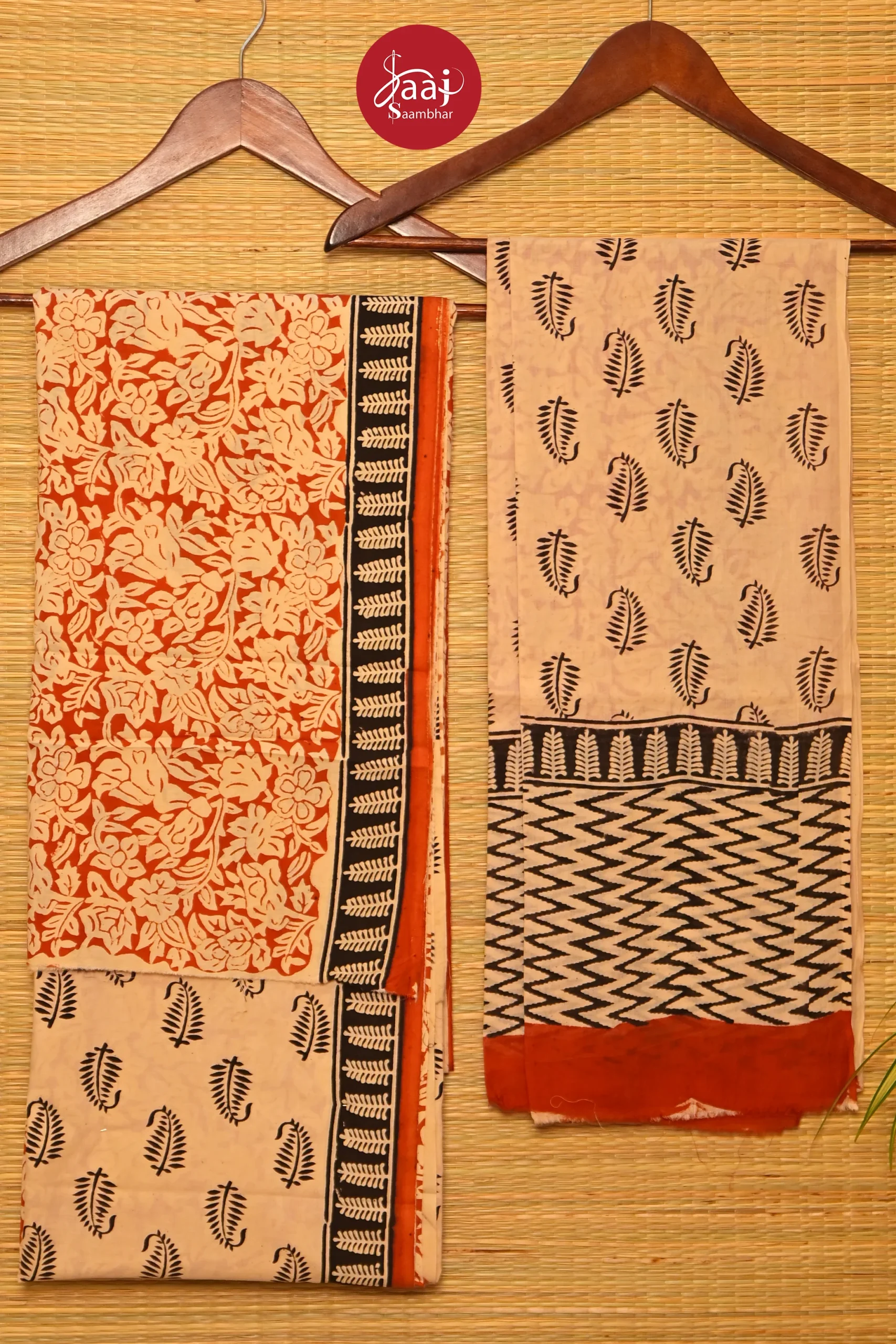 Hand block printed cotton Unstitched dress materials 05