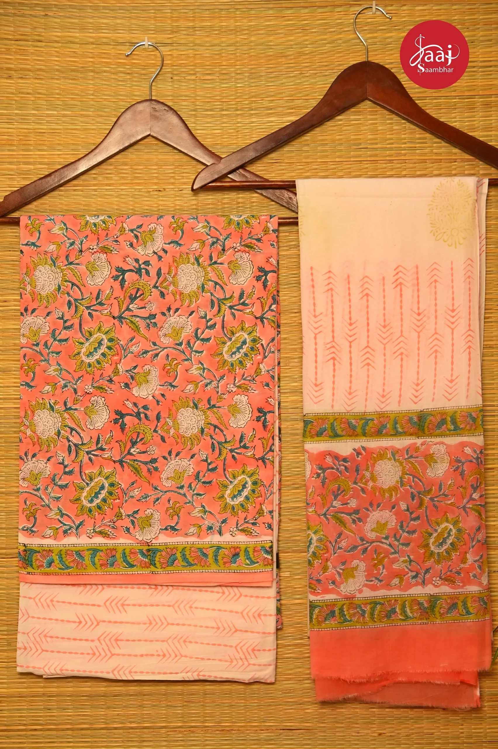 Hand block printed cotton Unstitched dress materials 08