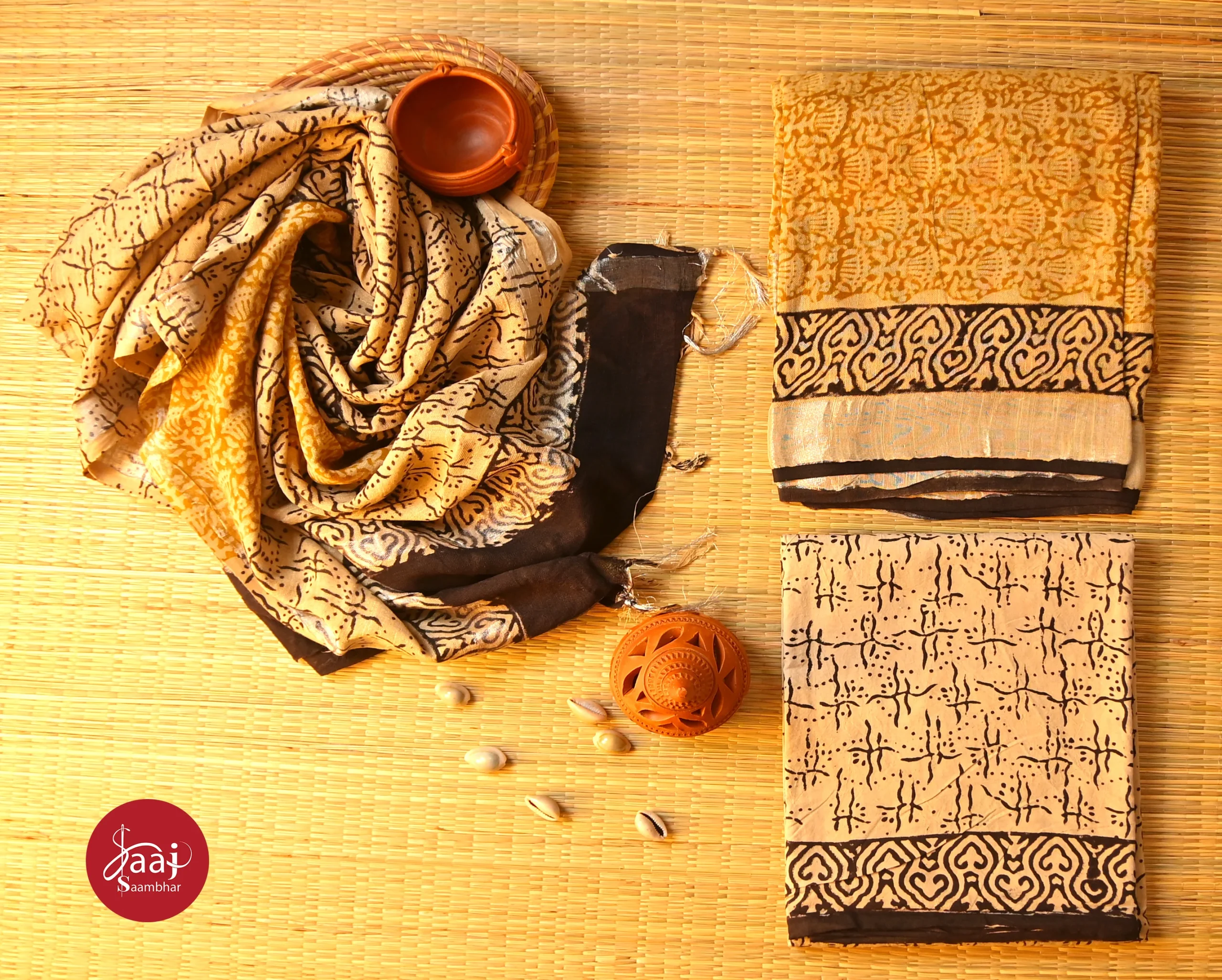 Art Linen Block-Bagru Unstitched Dress Materials