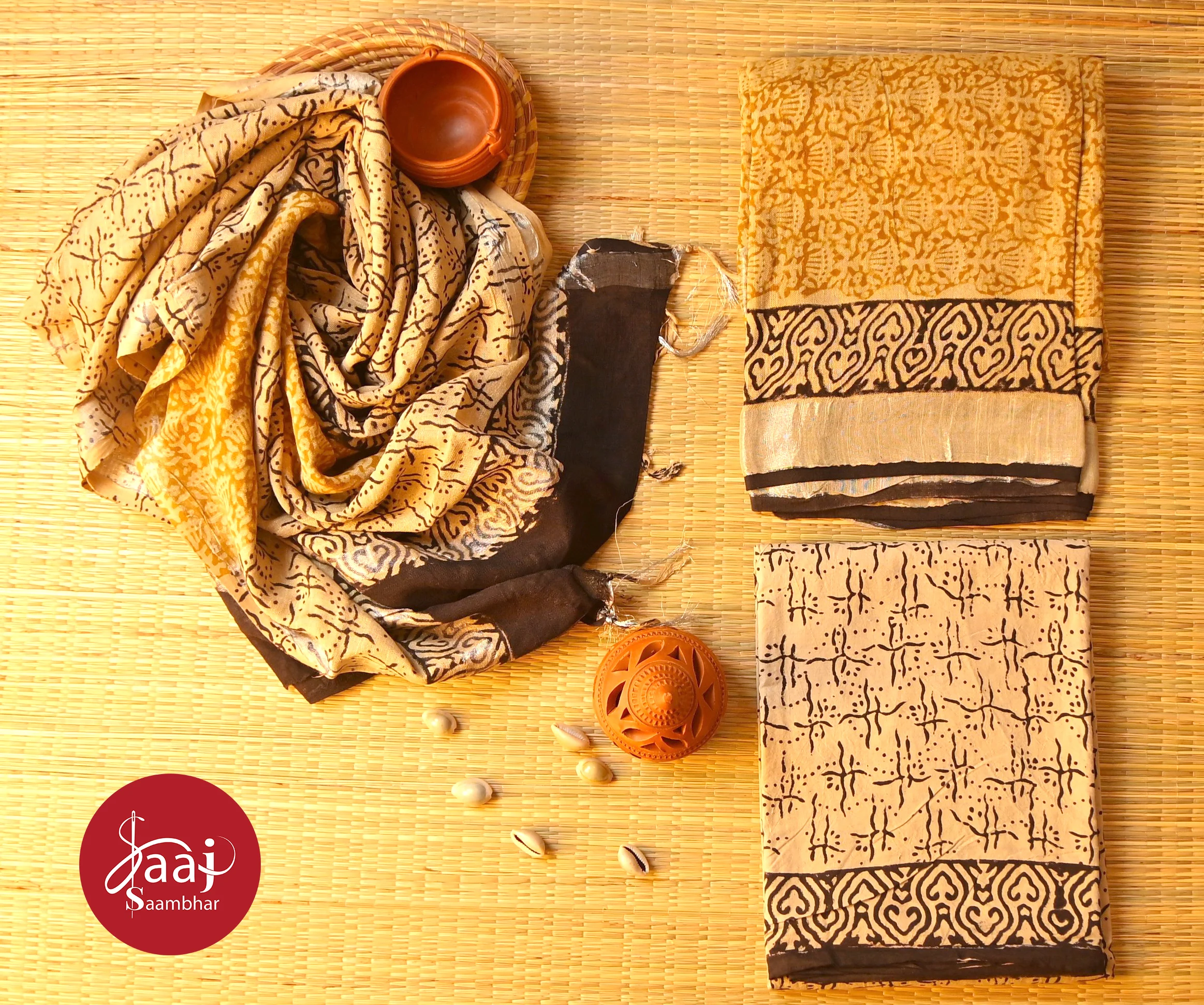 Art Linen Block-Bagru Unstitched Dress Materials 01