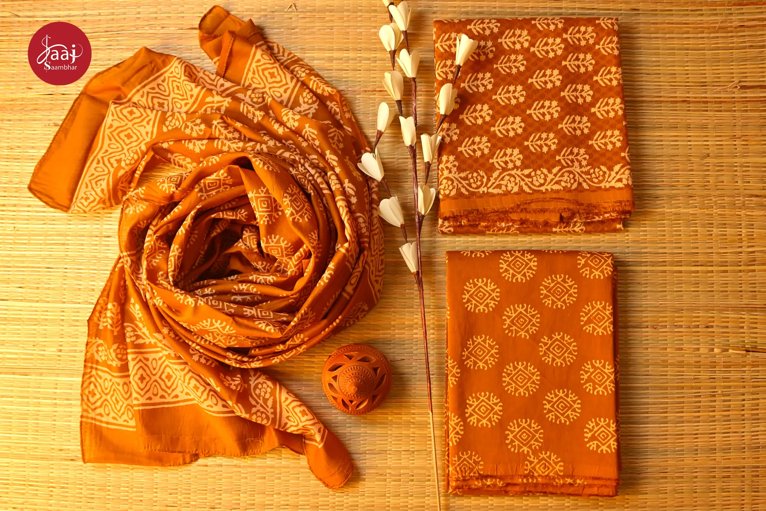 Art Chanderi Block Unstitched Dress Materials 06