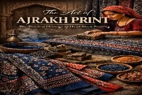 Ajrakh hand block printed fabric